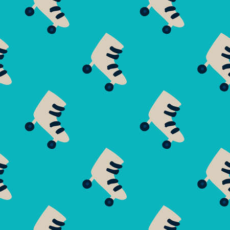 Hipster seamless pattern with roller simple silhouettes. Gray sporty ornament on bright blue...