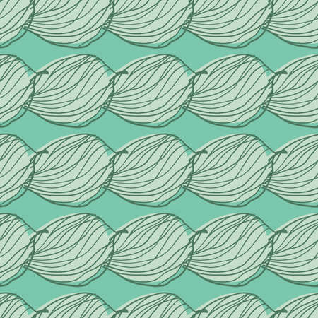 Hand drawn abstract outline foliage seamless pattern. Doodle elements on turquoise background. Designed for wallpaper, textile, wrapping paper, fabric print. Vector illustration.のイラスト素材