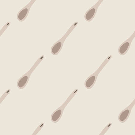 Minimalistic seamless pattern with cooking spoon diagonal ornament. Pale tones gray palette. Kitchen backdrop. Designed for wallpaper, textile, wrapping paper, fabric print. Vector illustration.のイラスト素材