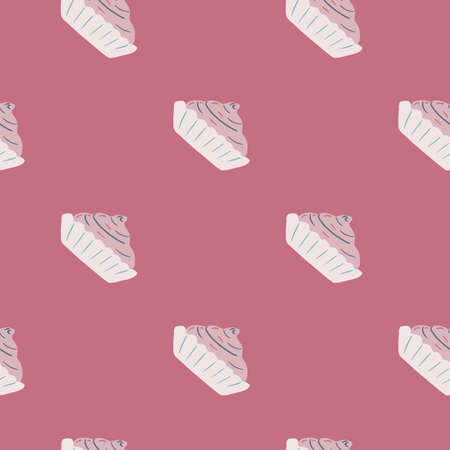 Minimalistic seamless doodle pattern with cream basket cake elements. Tasty dessert ornament in pink colored palette. Great for fabric design, textile print, wrapping, cover. Vector illustration.のイラスト素材