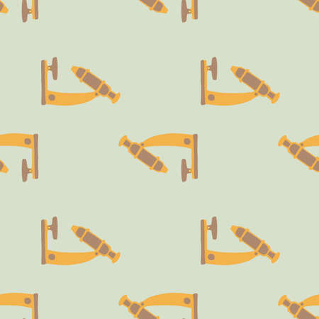 Pastel tones seamless pattern with scope ornament. Biotechnology print in orange colors on gray...