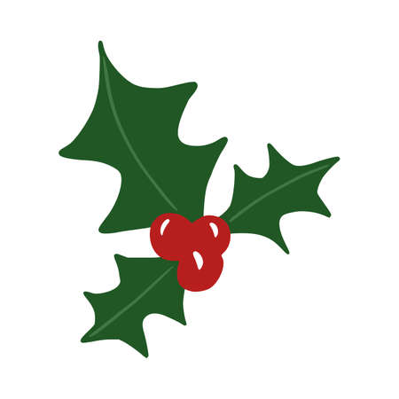 Mistletoe isolated on white background. Christmas traditions in doodle vector illustration.のイラスト素材