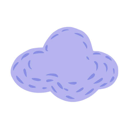 Cloud isolated on white background. Cartoon cute plump cloud purple color in doodle vector illustration.のイラスト素材