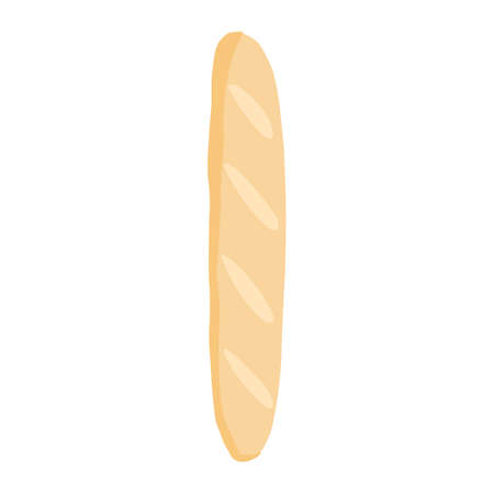 Baguette on white background. Cartoon france bakery products in style doodle vector illustration.のイラスト素材
