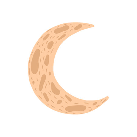 Moon crescent isolated on white background. Cartoon astronomy element. Doodle vector illustration.のイラスト素材