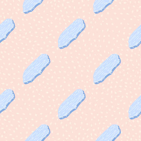 Minimalistic seamless pattern with simple light blue ice floe silhouettes. Pink background. Landscape winter print. Designed for fabric design, textile print, wrapping, cover. Vector illustrationのイラスト素材