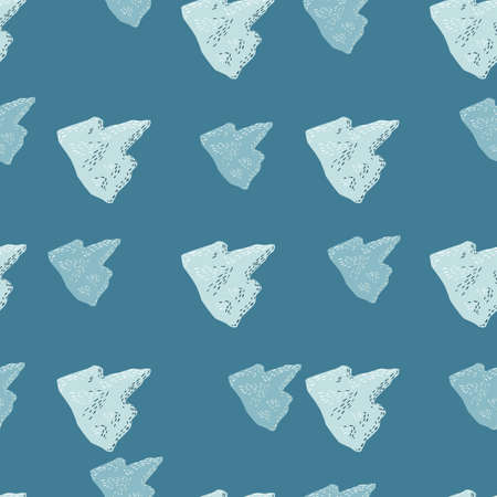 Simple winter nature seamless ocean pattern with doodle artcic iceberg ornament. Blue palette glacier artwork.のイラスト素材