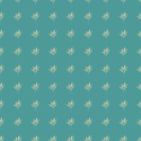 Nature seamless pattern with little floral branches simple ornament. Turquoise bright background. Perfect for fabric design, textile print, wrapping, cover. Vector illustration.のイラスト素材