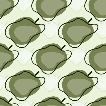 Decorative food seamless pattern with abstract apples silhouettes. Gray background. Creative style. Perfect for fabric design, textile print, wrapping, cover. Vector illustration.のイラスト素材