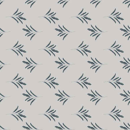 Navy blue little minimalistic seamless pattern with leaves branches. Gray background. Doodle style....