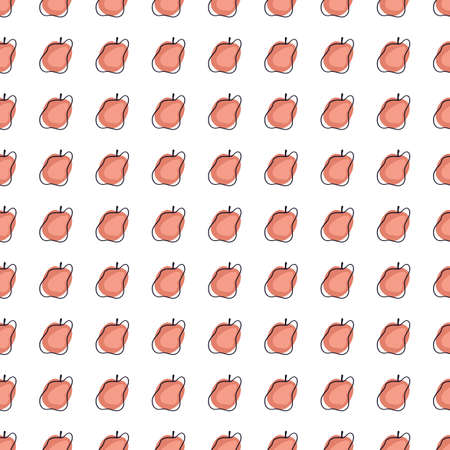 Simple style seamless pattern with pink isolated plum silhouettes ornament. Fruit abstract backdrop. Perfect for fabric design, textile print, wrapping, cover. Vector illustration.のイラスト素材