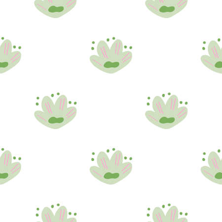 Decorative seamless isolated pattern with blue childish flowers print. White background. Doodle backdrop. Designed for fabric design, textile print, wrapping, cover. Vector illustration.のイラスト素材