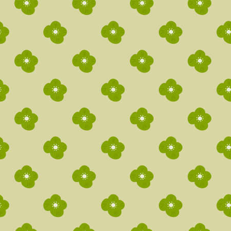 Nature bloom seamless pattern with doodle scandi green ditsy flowers ornament. Beige background. Great for fabric design, textile print, wrapping, cover. Vector illustration.のイラスト素材