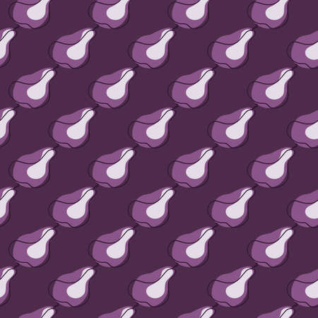Hand drawn abstract seamless food pattern with diagonal pears shapes. Purple colors fruit modern backdrop. Great for fabric design, textile print, wrapping, cover. Vector illustration.のイラスト素材