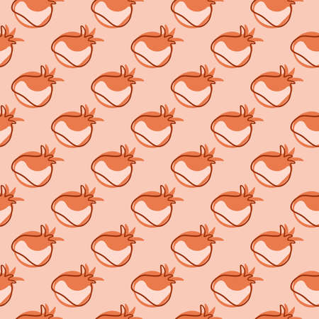 Doodle organic seamless pattern with simple contoured pomegranate shapes. Pink pastel background. Decorative backdrop for fabric design, textile print, wrapping, cover. Vector illustration.のイラスト素材