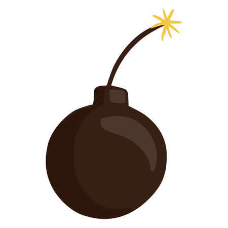 Bomb icon isolated on white background. Boom symbol in cartoon style. Burning wick. Vector illustrationのイラスト素材