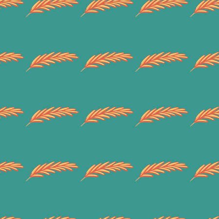 Scrapbook seamless pattern with orange feather silhouettes print. Turquoise background. Decorative shapes. Perfect for fabric design, textile print, wrapping, cover. Vector illustration.のイラスト素材