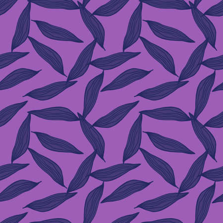 Abstract line leaves pattern on purple background. Botanical backdrop. Creative nature wallpaper. Design for fabric, textile print, wrapping, cover. vector illustration.のイラスト素材