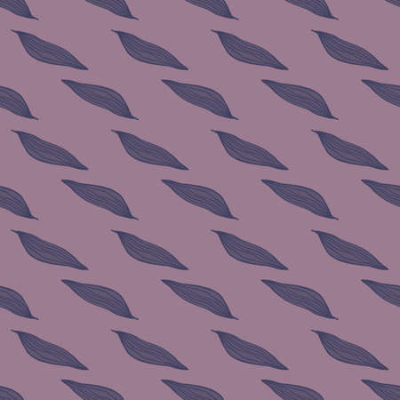 Geometric line leaves pattern on lilac background. Abstract botanical backdrop. Creative nature...