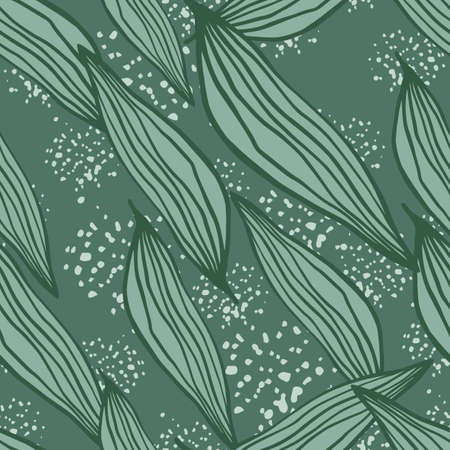 Beautiful line leaves pattern on splash background. Abstract botanical backdrop. Creative nature wallpaper. Design for fabric, textile print, wrapping, cover. vector illustration.のイラスト素材