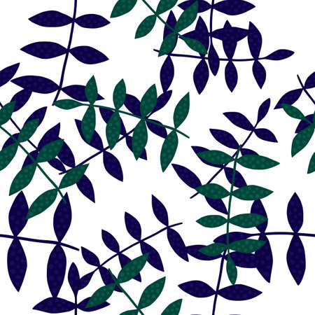 Nature branch seamless pattern isolated on white background. Abstract floral ornament. Soft botanical backdrop. Design for fabric, textile print, surface, wrapping, cover. Vector illustration.のイラスト素材