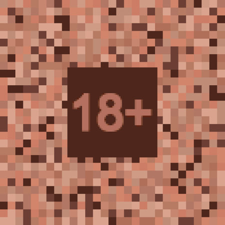 Bar with 18 plus text. Adult only seamless background. Censored blur effect pixel mosaic sign. Pixel...