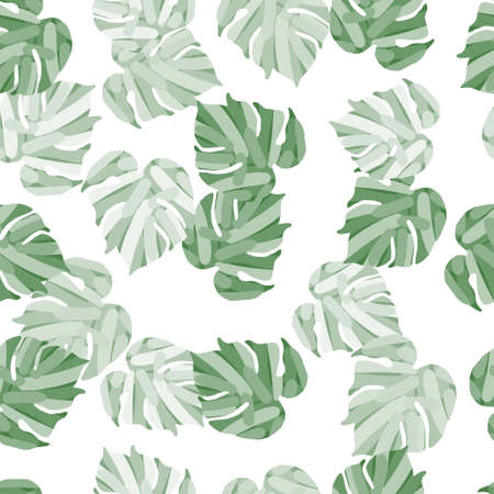 Monstera leaves tropical seamless pattern. Palm leaf endless wallpaper. Rainforest background. Exotic hawaiian jungle backdrop. Creative design for fabric, textile print, wrapping, coverのイラスト素材