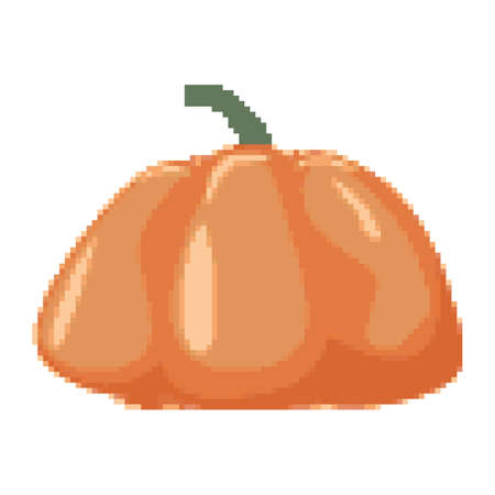 Pumpkin icon in pixel art style. Squash symbol. Retro 8 bit sign. vector illustration. Design for mobile app ui,   web, stickerのイラスト素材
