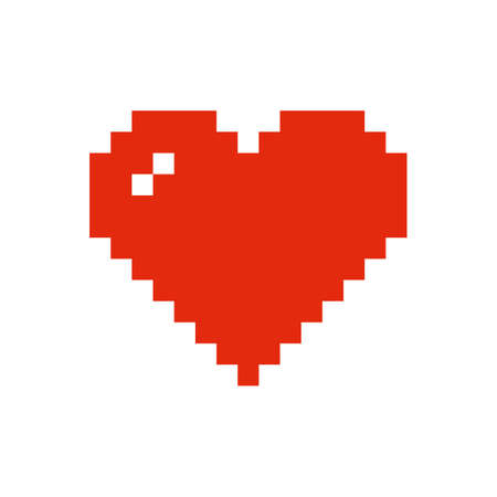 Red heart in pixel art style. 8 bit icon. Valentine's Day symbol. Vector illustrationのイラスト素材