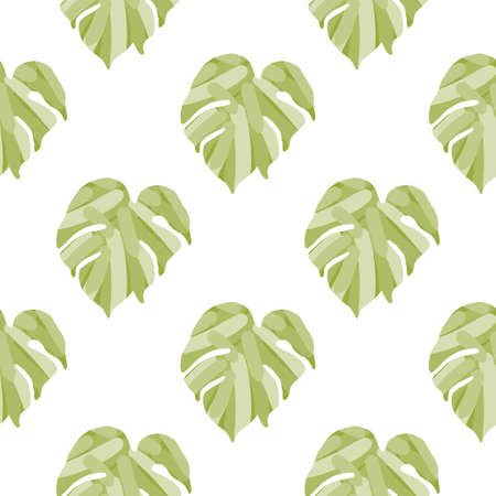 Monstera leaves tropical seamless pattern. Palm leaf endless wallpaper. Rainforest background. Exotic hawaiian jungle backdrop. Creative design for fabric, textile print, wrapping, coverのイラスト素材