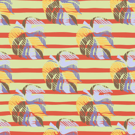 Creative monstera leaves tropical seamless pattern. Embroidery palm leaf endless wallpaper. Exotic hawaiian jungle backdrop. Rainforest background. Design for fabric, textile print, wrapping, coverのイラスト素材
