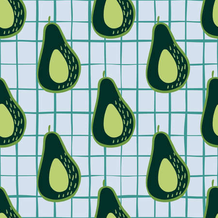 Doodle avocado seamless pattern. Hand drawn botanical backdrop. Design for fabric, textile print,...