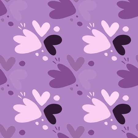 Childish pattern with flowers seamless pattern. Creative abstract heart shape wallpaper. Design for fabric, textile print, surface, wrapping, cover, greeting card. vector illustrationのイラスト素材