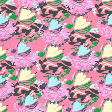 Vintage flowers and leaves seamless pattern. Retro floral wallpaper. Cute backdrop. Design for...