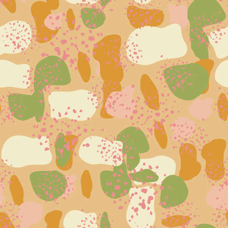 Doodle circle shape seamless pattern. Abstract camouflage background. Design for fabric, textile print, surface, wrapping, cover, greeting card, wallpaper. vector illustrationのイラスト素材