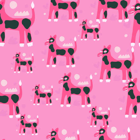 Creative dog seamless pattern. Naive art. Abstract animal wallpaper. contemporary backdrop. Design for fabric, textile print, wrapping, cover. vector illustrationのイラスト素材