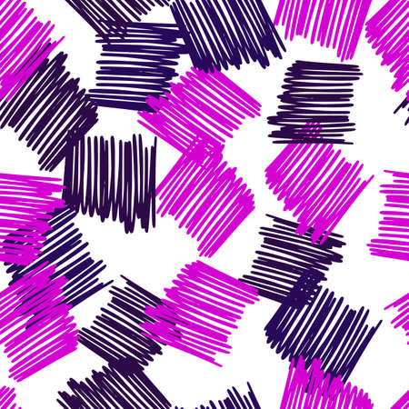 Brushstrokes and thin stripes seamless pattern. Cross hatching endless background. Grunge background. Design for fabric, textile print, surface, wrapping, cover, greeting card. vector illustrationのイラスト素材