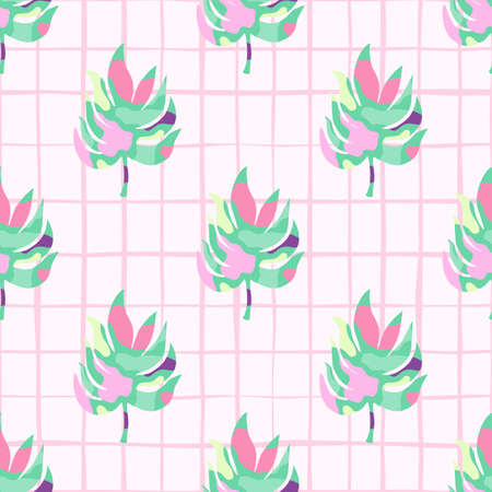 Rainforest palm leaves tropical seamless pattern. Abstract leaf endless wallpaper. Exotic hawaiian jungle backdrop. Design for fabric, textile print, wrapping, cover. vector illustrationのイラスト素材