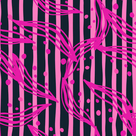 Abstract linear leaves tropical seamless pattern. rainforest line background. Creative palm leaf wallpaper. Exotic jungle backdrop. Design for fabric, textile print, wrapping, coverのイラスト素材