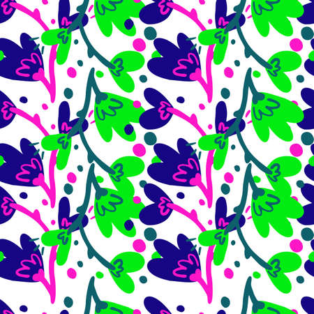 Abstract flowers seamless pattern. Creative floral endless wallpaper. Cute backdrop. Design for fabric, textile print, wrapping, cover. vector illustrationのイラスト素材