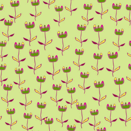 Creative flower seamless pattern. Unusual floral wallpaper. Botanical sketch of field plants....