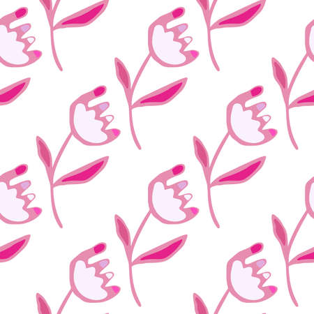 Hand drawn flower seamless pattern. Unusual floral wallpaper. Ditsy print. Botanical sketch of field plants. Blooming texture. Design for fabric, textile print, wrapping, cover. vector illustrationのイラスト素材