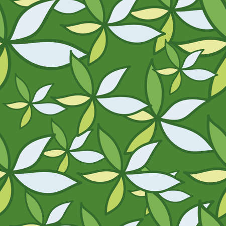 Simple leaves seamless pattern. Doodle leaves wallpaper. Botanical elements background. leaf ornament. Design for fabric, textile print, surface, wrapping, card. vector illustrationのイラスト素材