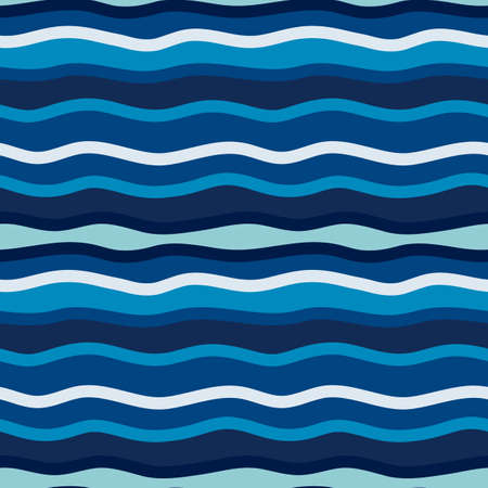 Simple horizontal stripes seamless pattern. Nawy blue backdrop. Abstract wavy line wallpaper. Hand...