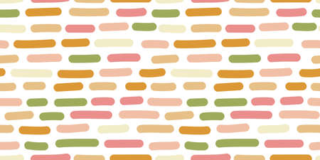 Hand drawn dash lines seamless pattern. Broken line endless wallpaper in doodle style. Dashes motif. Simple design for fabric, banner, textile print, surface, wrapping, cover.のイラスト素材