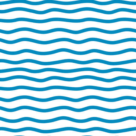Nawy blue backdrop. Doodle stripes seamless pattern. Abstract wavy line wallpaper. Hand drawn waves...