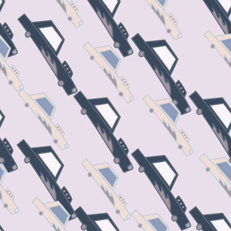 Hand drawn sportcar seamless pattern in doodle style. transport wallpaper. Kids automobile background. Design for fabric, textile print, wrapping, cover, surfaceのイラスト素材