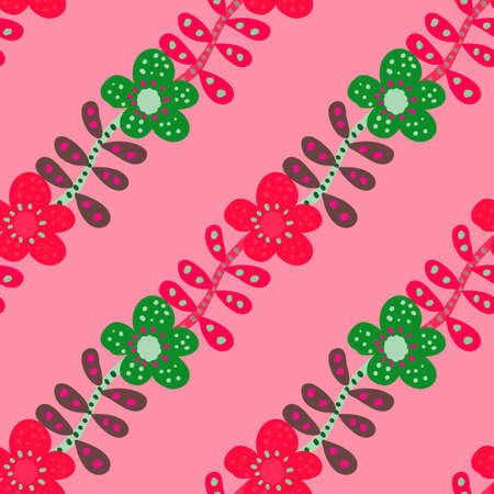 Simple daisy flower seamless pattern. floral wallpaper. Cute ditsy print. Great for fabric design, textile print, wrapping, cover. vector illustration.のイラスト素材