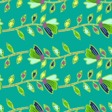Decorative contemporary flowers seamless pattern. abstract floral wallpaper. Naive art. Strange botanical plants endless wallpaper. Design for fabric, textile print, wrapping, cover.のイラスト素材