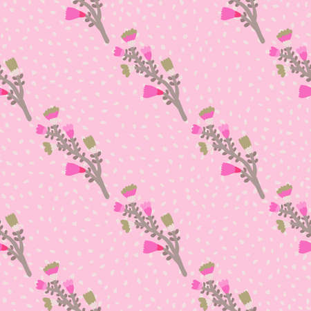 Hand drawn flower seamless pattern. Naive art. Cute floral wallpaper. Abstract plants endless backdrop. Design for fabric, textile print, wrapping paper, cover. vector illustrationのイラスト素材